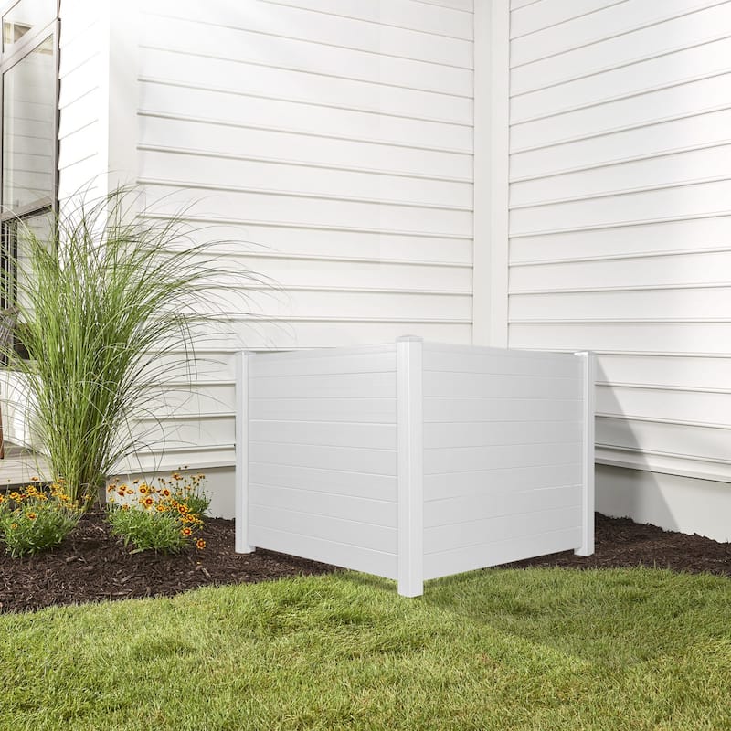 Privacy Screen Outdoor Privacy Fence Panels for Air Conditioner and Trash Can (2 Panels-White)