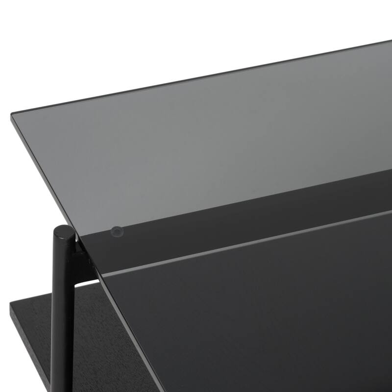 Modrest Conley Mid-Century Modern Grey Glass & Black Ash Coffee Table