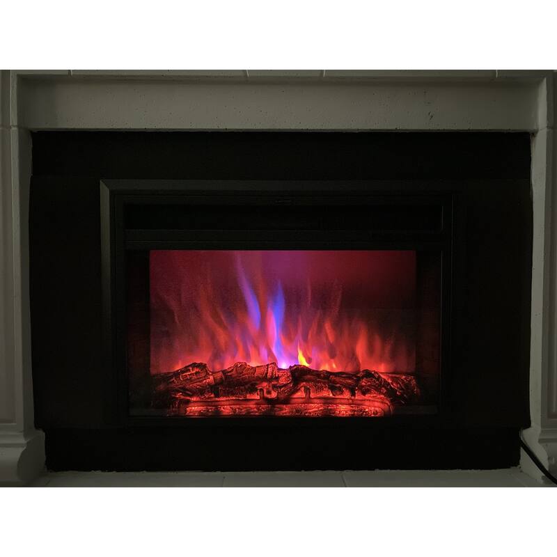 XBrand Insert Fireplace Heater w/Remote Control and LED Flame Effect, 32 Inch Long, Black
