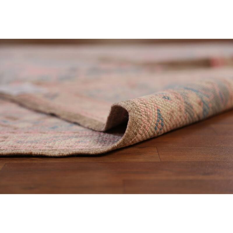 Hand Knotted Oriental 100% Wool Carpet Transitional All-Over Pink Oushak Area Rug - 16' 11'' X 6' 10''