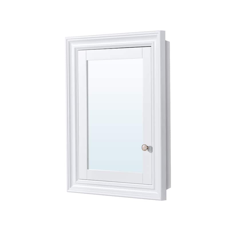 32''H Recessed Mount Solid Wood Framed Medicine Cabinet With Mirror and Shelves
