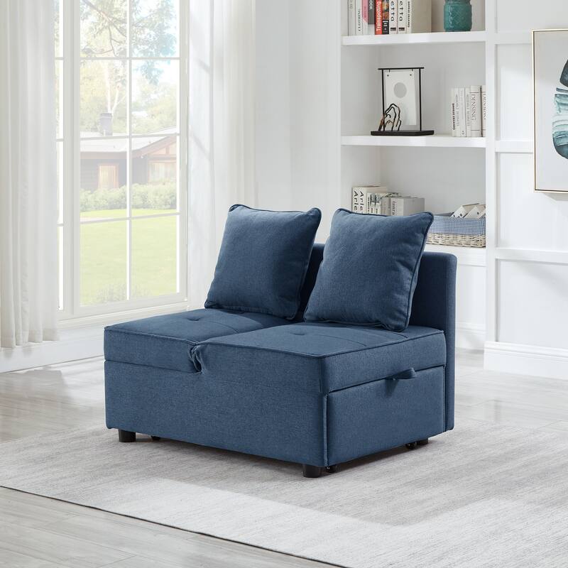 4-in-1 Sofa Bed - Convertible Recliner with Wood Frame