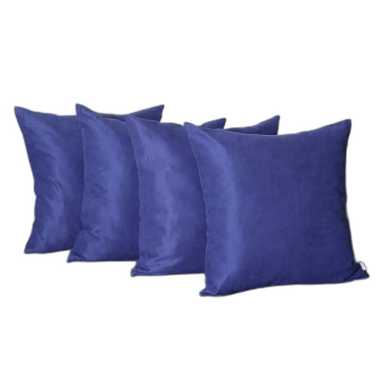 HomeRoots Set Of Four 26" X 26" Navy Blue Polyester Zippered Pillow Cover