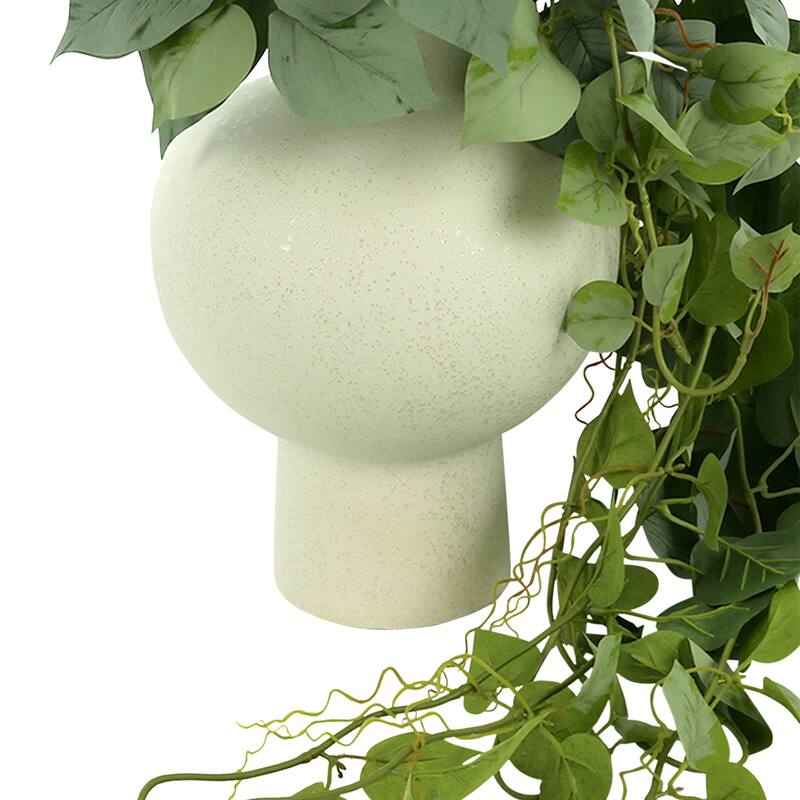 Ivy Arranged in Round Ceramic Vase - Green