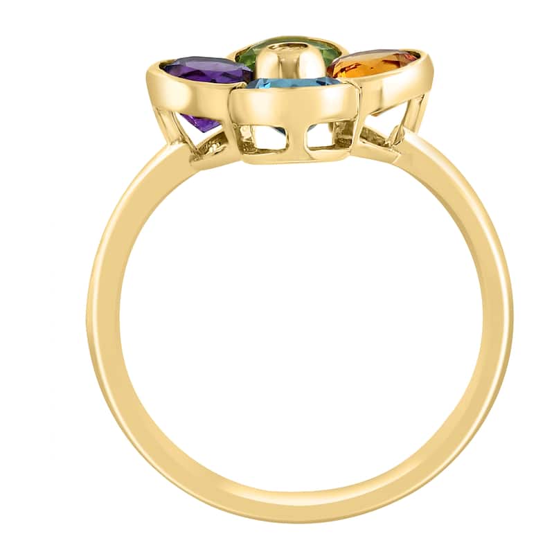 EFFY 14K Gold Diamond,Amethyst,London Blue Topaz,Citrine,Peridot Flower Ring