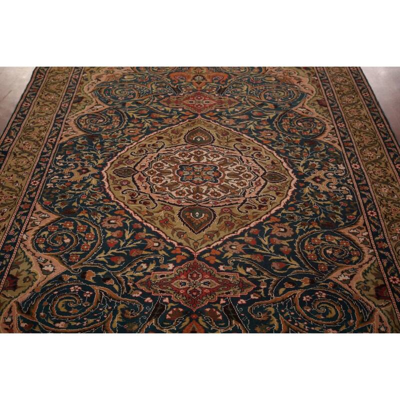 Vegetable Dye Anatolian Turkish Vintage Rug Handmade Blue Wool Carpet - 6'7" X 8'9"