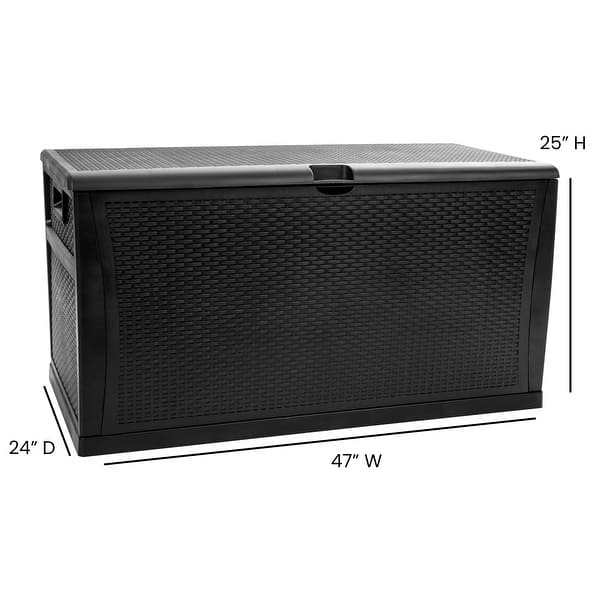 dimension image slide 0 of 3, 120 Gallon Plastic Deck Box for Outdoor Patio Storage & Deck Organization