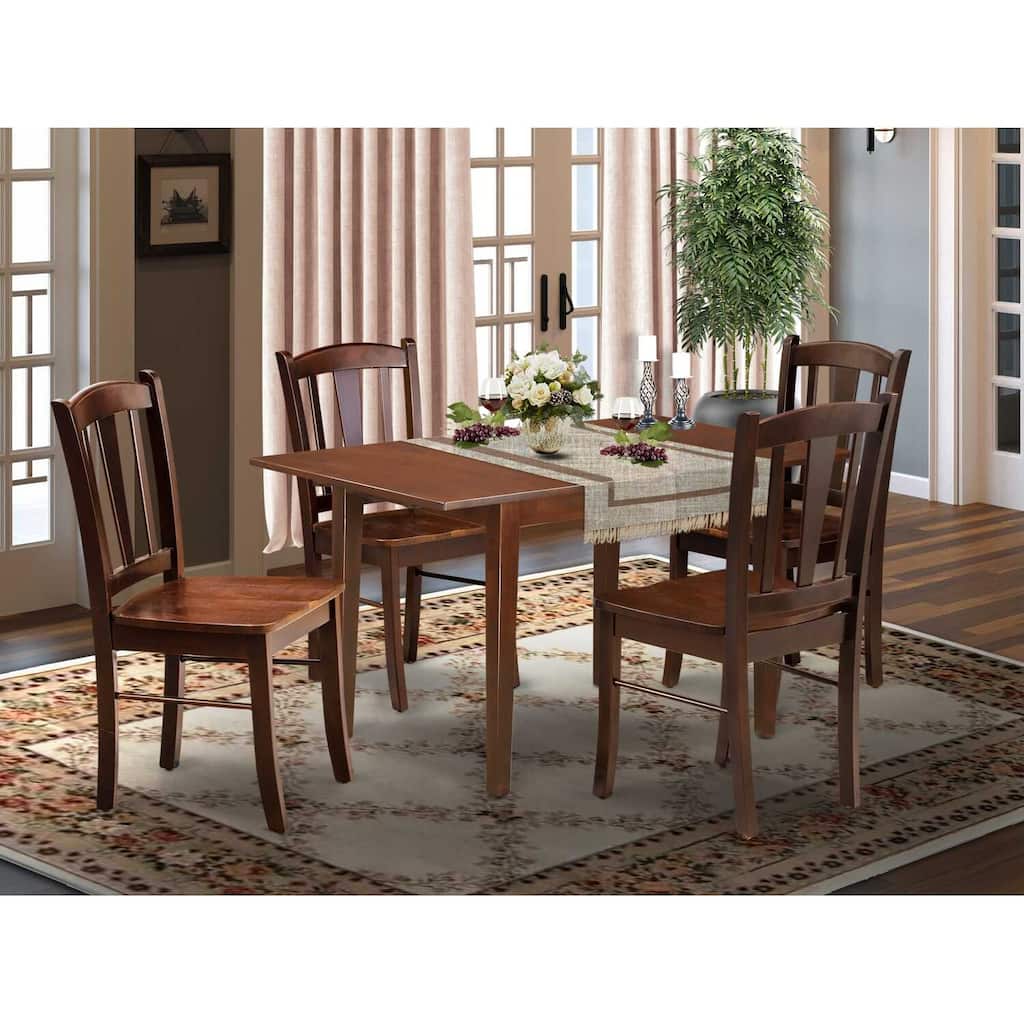 5-Piece Mahogany Finish Solid Wood Top - Dining Room Set - Seats-4