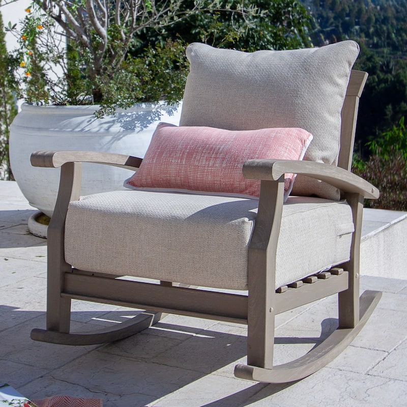 Cambridge Casual Leon Teak Outdoor Rocking Chair with Cushion