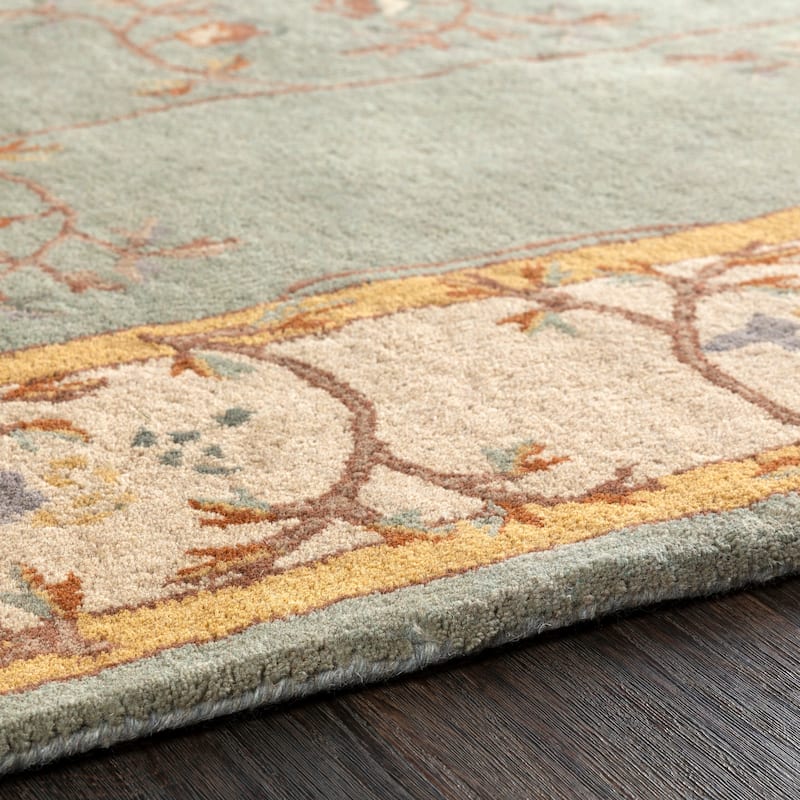 Hand-tufted Calhoun Traditional Floral Slate Grey Wool Area Rug - 4' Square - 4' Square