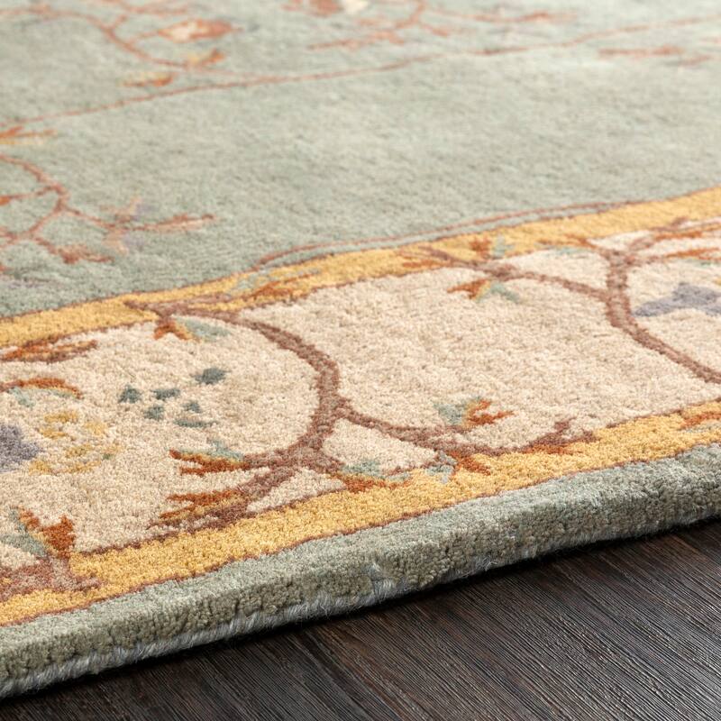 Hand-tufted Clady Casual Grey Border Wool Area Rug - 10' x 14'
