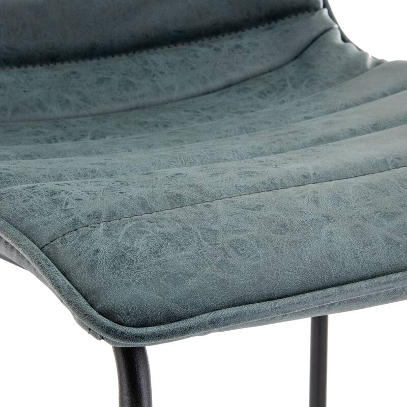 LeisureMod Brooklyn Modern Leather Barstool with Black Sled Base Set of 2 - 29.9