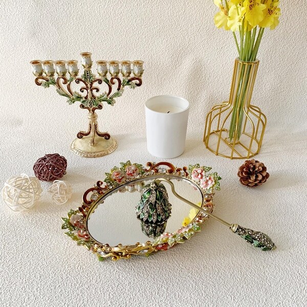 Gold Mirror Tray - Pink Rose - 8.2