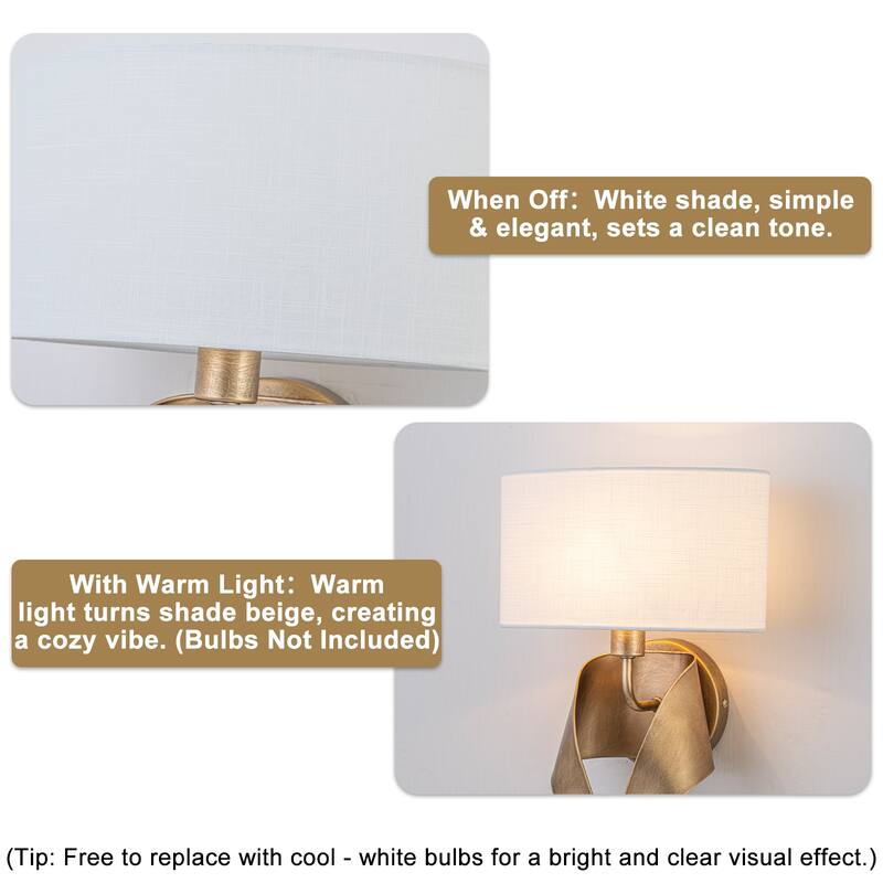 1-Light Half-Round Open Fabric Shade Metal Frame Wall Sconce Modern