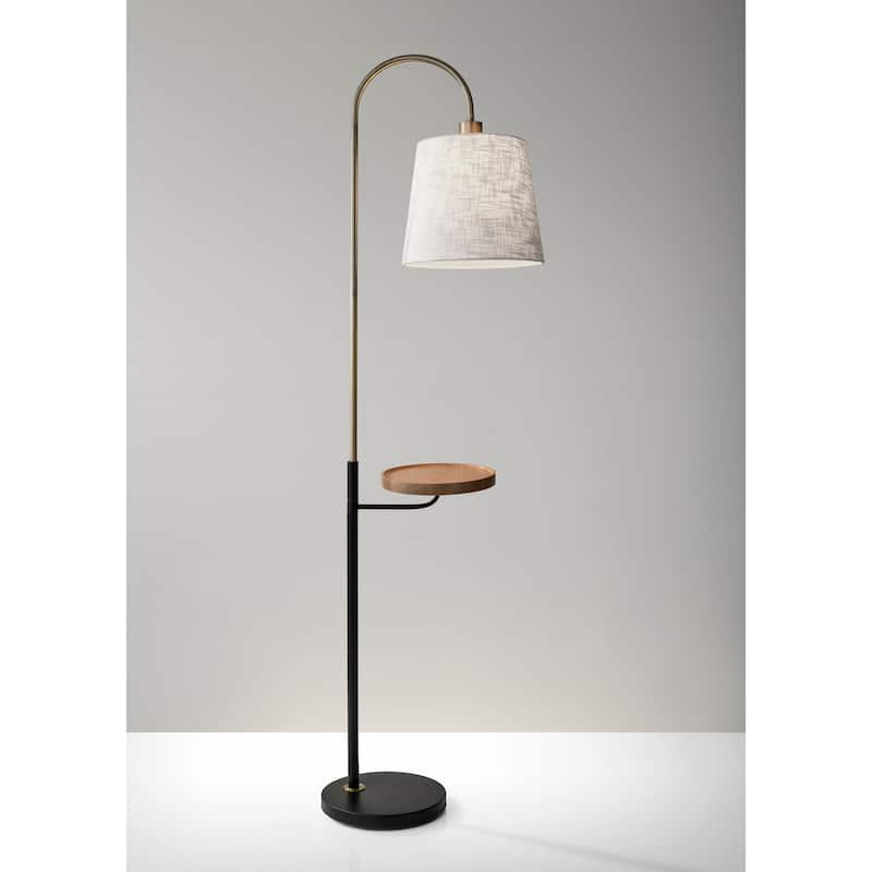 Adesso Jeffrey Black and Antique Brass Shelf Floor Lamp