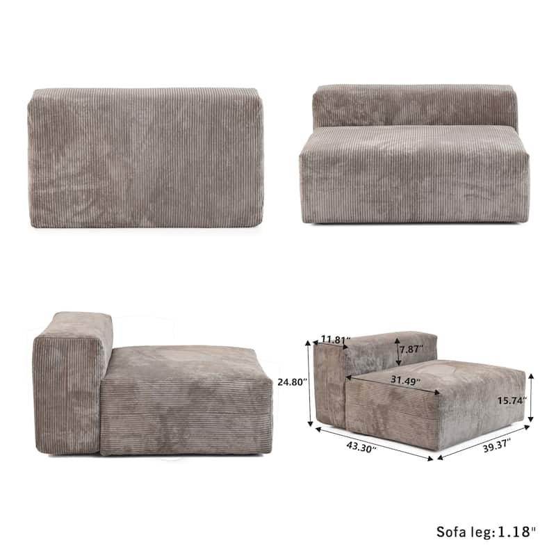 Large Corduroy Fabrics Upholstery Modular Sectional Sofa Set for Living Room