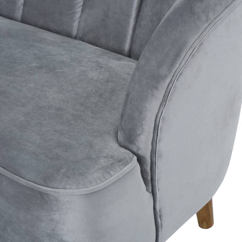 Classic Shell-Backed Loveseat with Wooden Legs
