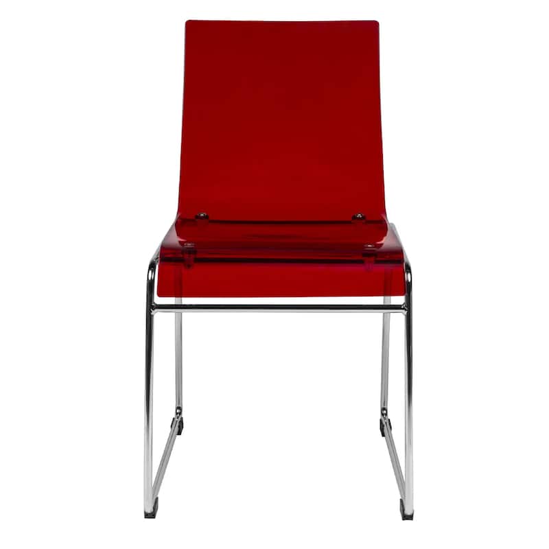 Lima Modern Transparent Acrylic in Chrome Steel Frame Dining Chair