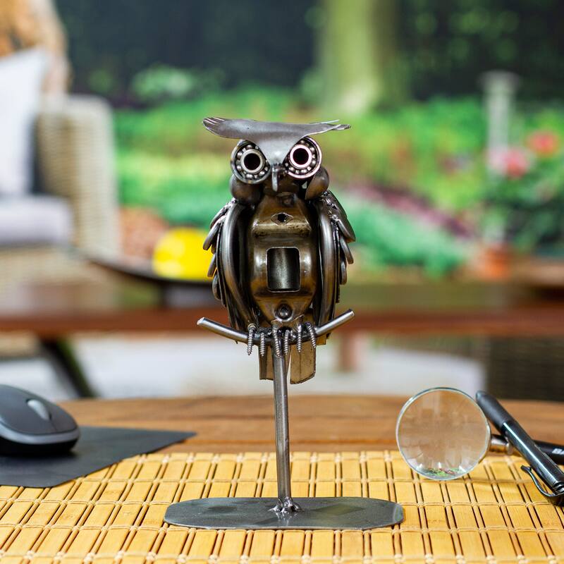 Novica Handmade Owl Lookout Recycled Auto Parts Sculpture