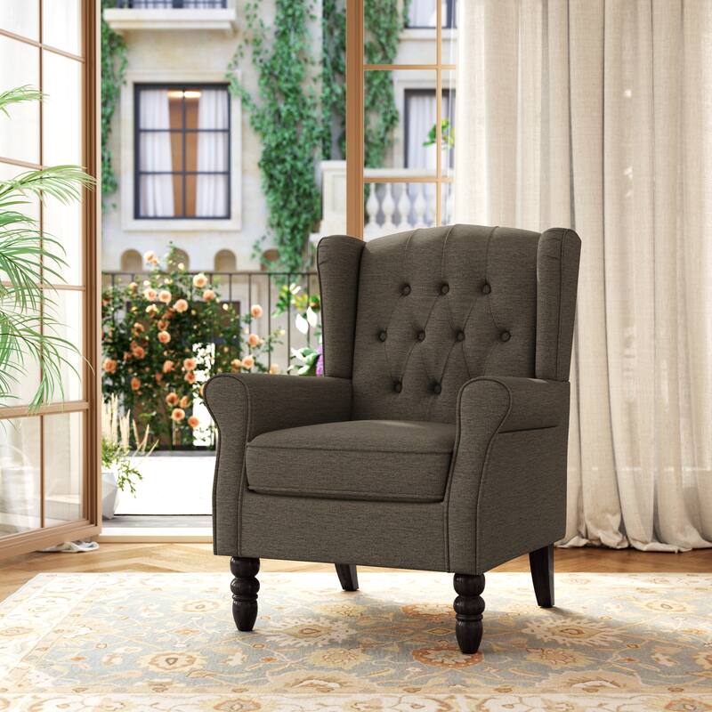 Modern Classic Button Tufted Accent Chair Upholstered Armchair - Taupe Chenille