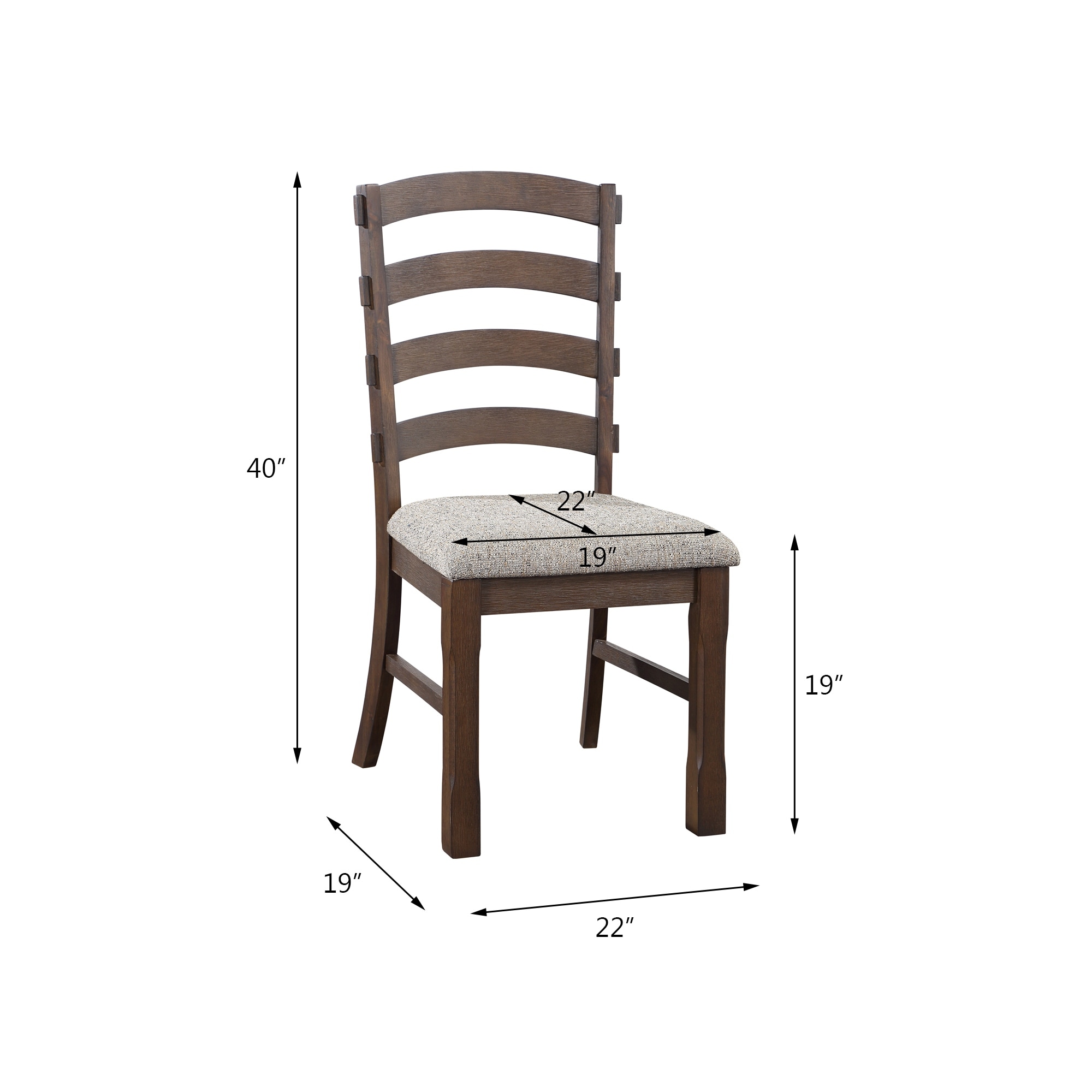 Pascaline Gray Fabric, Rustic Brown & Oak Finish Side Chair (Set of 2)