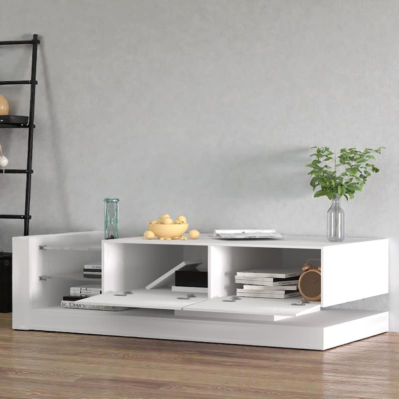 70.8" RGB LED TV Stand for 75" TVs, Modern Entertainment Center with Storage Cabinets, Full-Color Lighting & Power Outlets