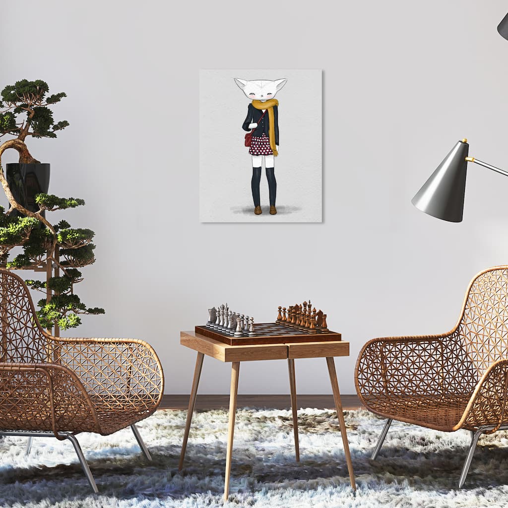 Wynwood Studio Canvas Animals School Kat Gray and Light Gray Bohemian & Eclectic Wall Art Canvas Print