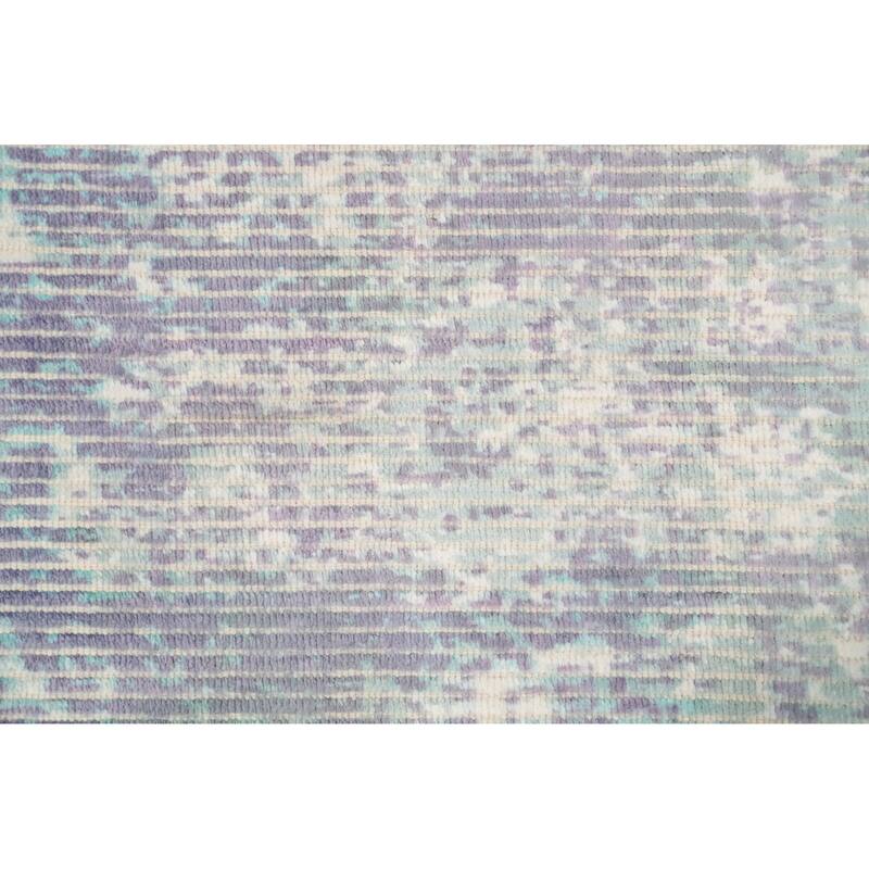 Hand Knotted Oriental Viscose Silk Carpet Modern Abstract Purples Abstract Area Rug - 4' 0'' X 2' 0''