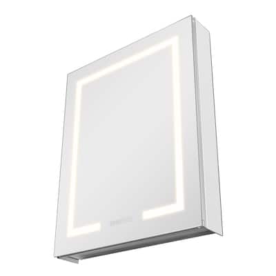 White LED Anti-Fog Bathroom Mirror Cabinet with Dimmable Lighting and Built-in Power Outlet - 24” x 4.9” x 29.9”