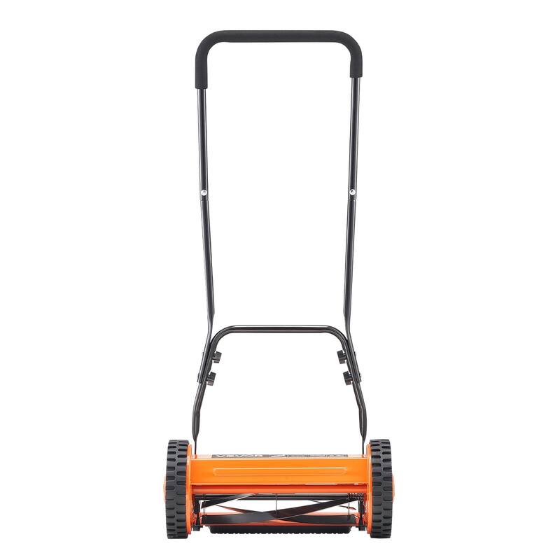 Black and Orange 16 inches Push Lawn Mower with 5 Steel Blades, Adjustable Height and Grass Catcher
