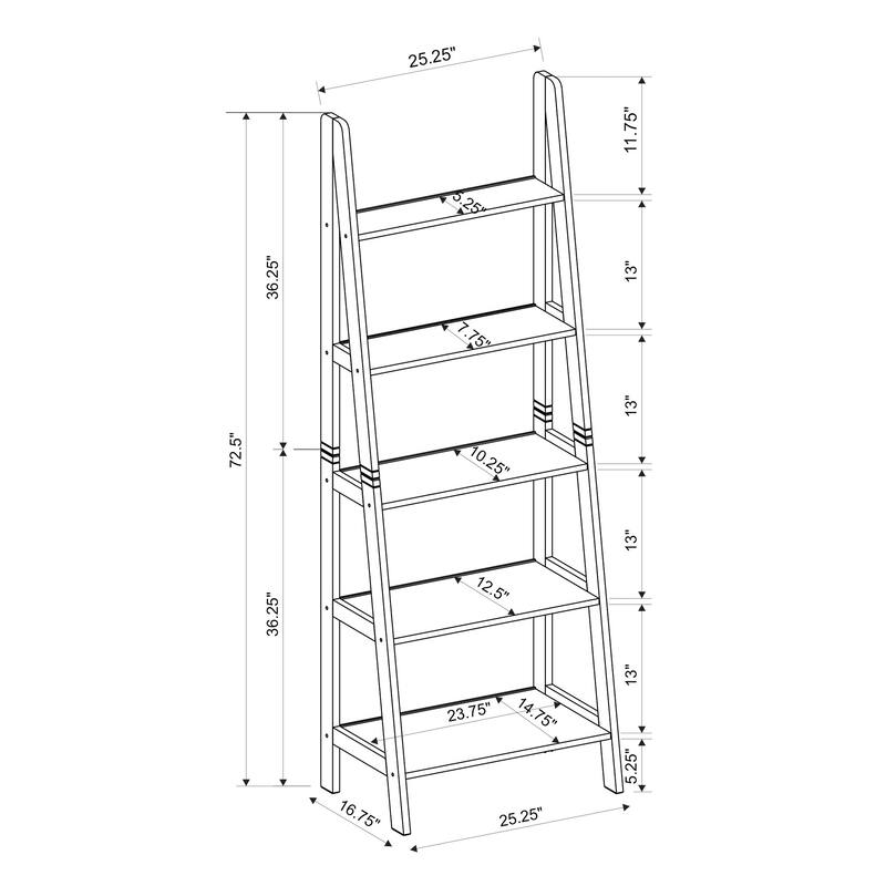 Multi Storage Ladder Bookshelf - 72" - Black