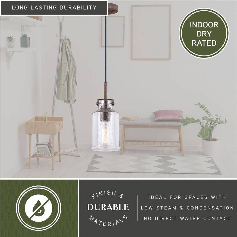 Carbon Loft Visage Mini Pendant in Textured Rustic Bronze - 5-in W x 12-in H x 5-in D