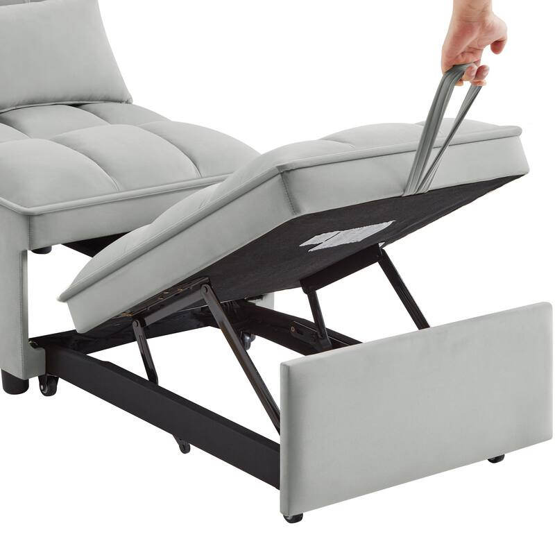4 in1 Multi-Function Tufted Single Sofa Bed with Adjustable Backrest