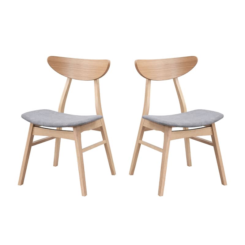 Wooden Dining Chairs Set of 2, Soft Upholstered Kitchen Side Chairs, Accent Chairs with Solid Rubber Wood Frame