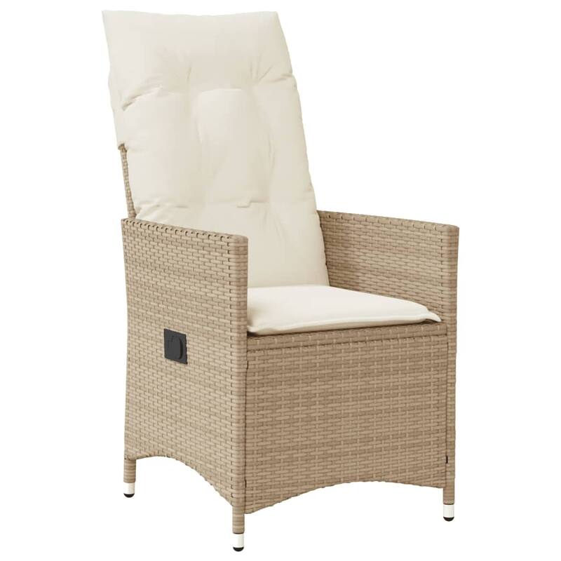 vidaXL Patio Dining Set with Cushions Outdoor Furniture Beige Poly Rattan - 74.8" x 31.5" x 29.5"