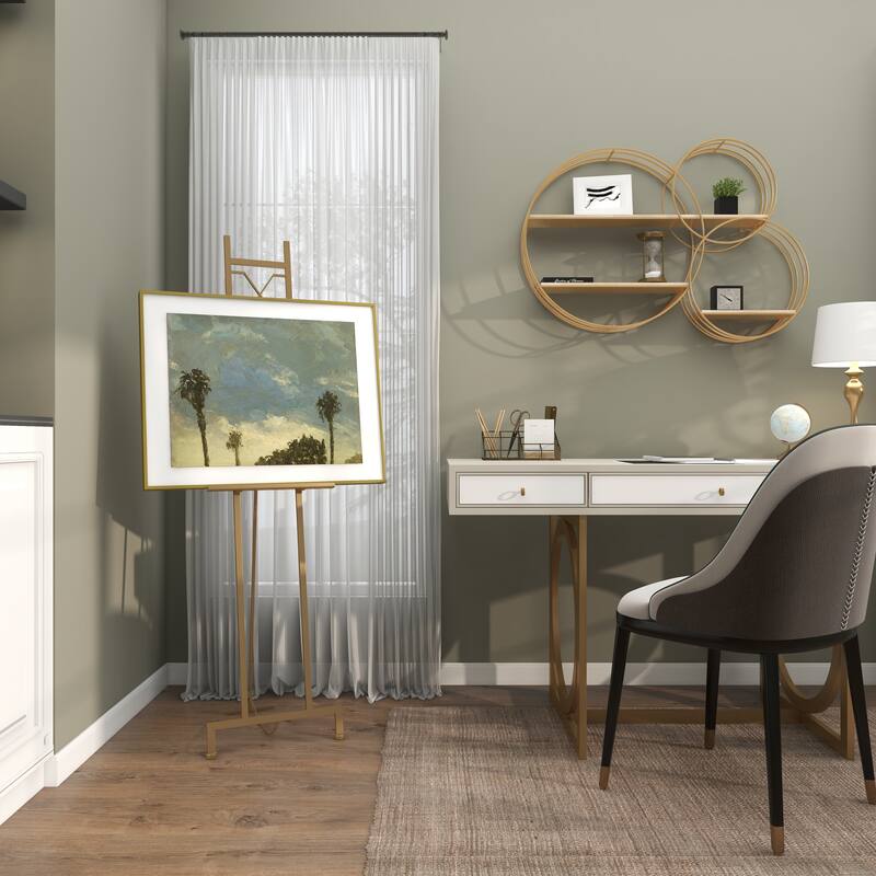 Gold Metal Adjustable 3 Tier Geometric Display Easel with Chain Support