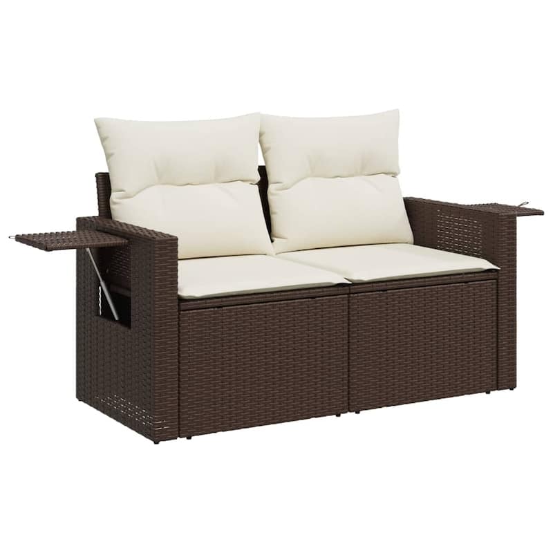 vidaXL Patio Sofa Set with Cushions Outdoor Furniture 10 Piece Poly Rattan - 21.7 x 39.4 x 28.7