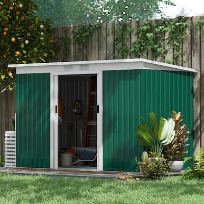 Outsunny 9' x 4' Outdoor Rust-Resistant Metal Garden Vented Storage Shed with Spacious Layout & Durable Construction
