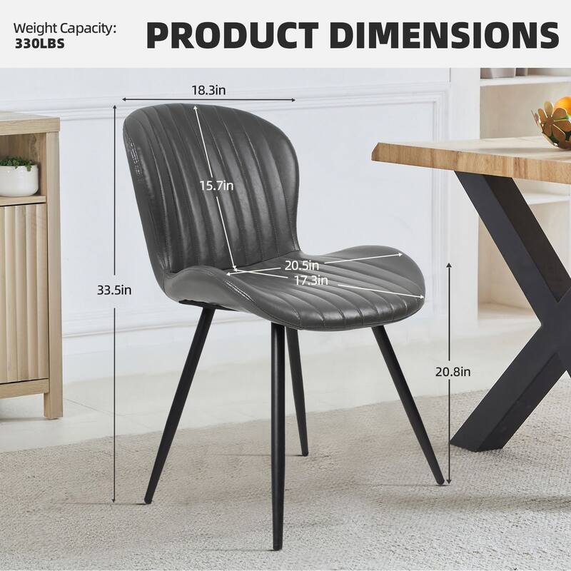 Modern Leather Upholstered Dining Chairs (Set of 2)