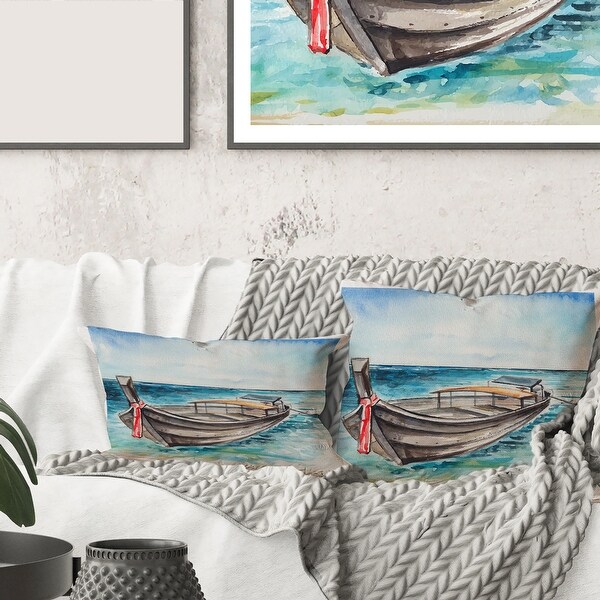Designart Little Boat At The Shore Nautical Coastal Printed