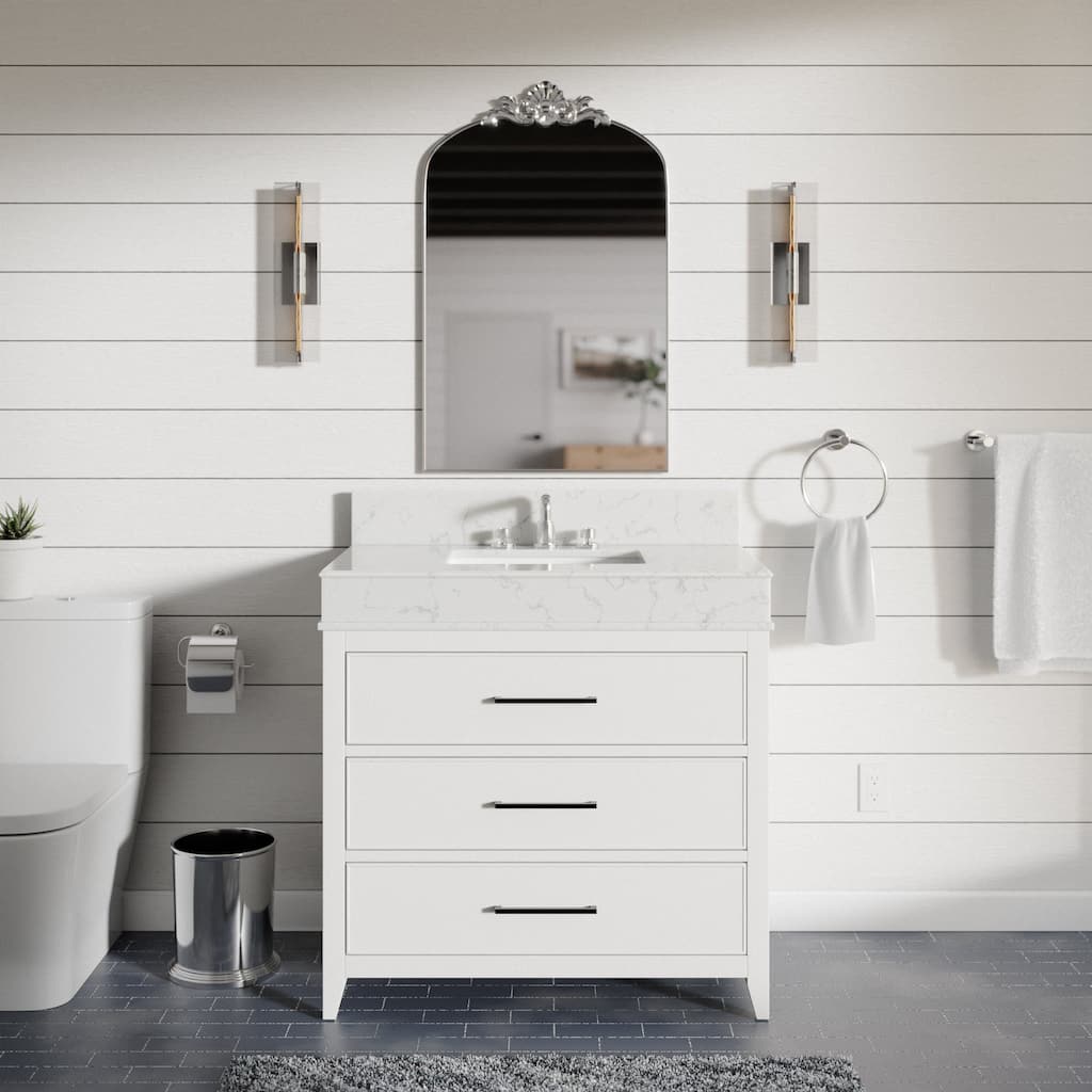 KitchenBathCollection Kensington 36" Bathroom Vanity with Engineered Marble Top