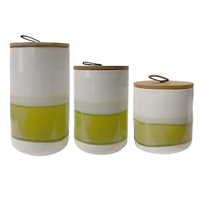 Tabletops Gallery The Amazon Canisters Set of 3 with Bamboo Lids