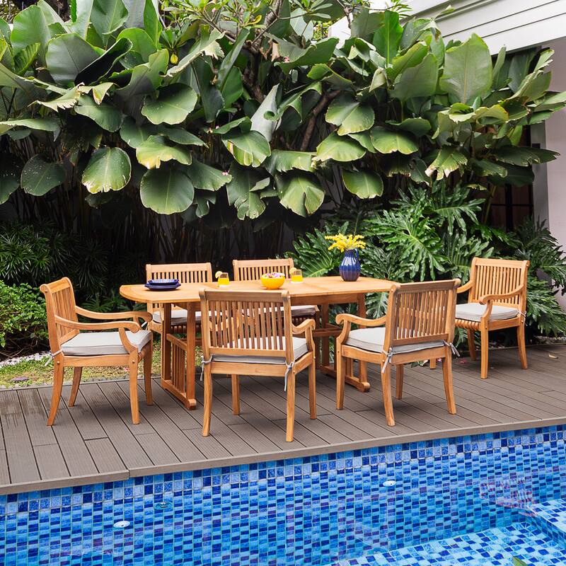Cambridge Casual Aspen 7-piece Teak Patio Dining Set with Cushion