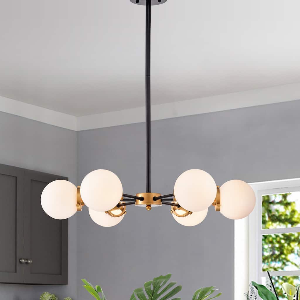Chevalier 26 Inch Matte Black and Gold with 6 Light Chandelier