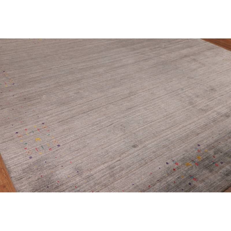 Earth Tone Gabbeh Square Area Rug Silk Carpet - 10'1" X 9'10"