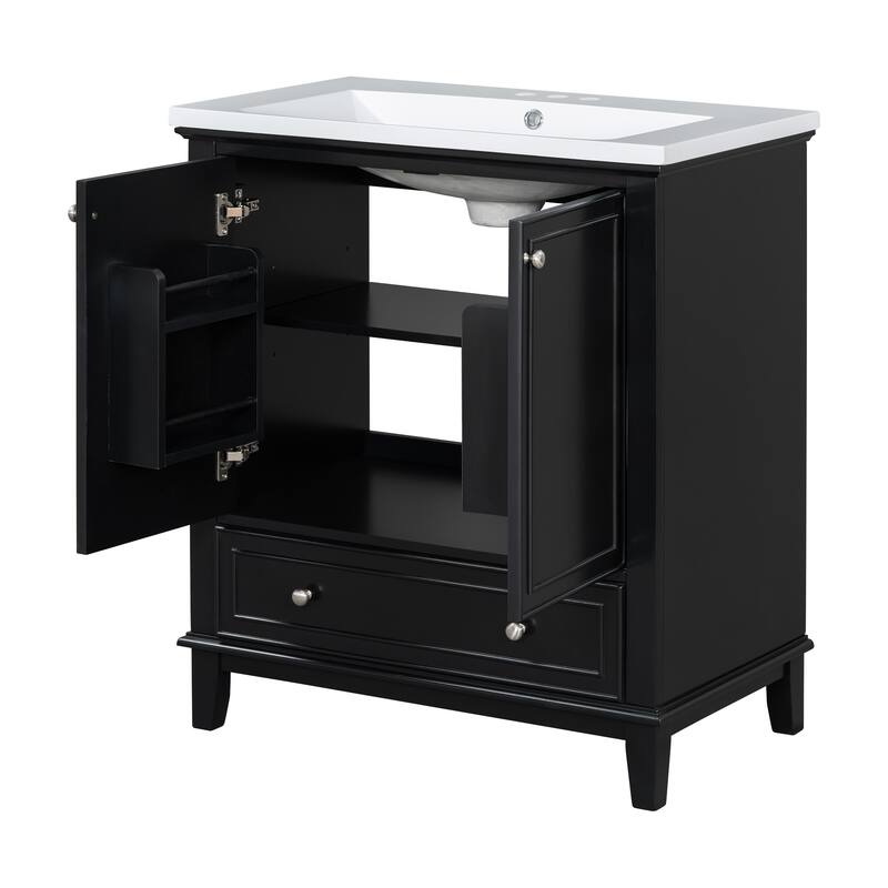 30" Bathroom Vanity with Sink Combo, Multi-functional Bathroom Cabinet with Doors and Drawer, Solid Frame and MDF Board