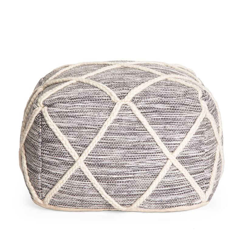 Jani Kirkwood Lake 22-inch Blue Pouf Ottoman - Handmade Footrest for Living Room, Bedroom, Nursery, Kidsroom