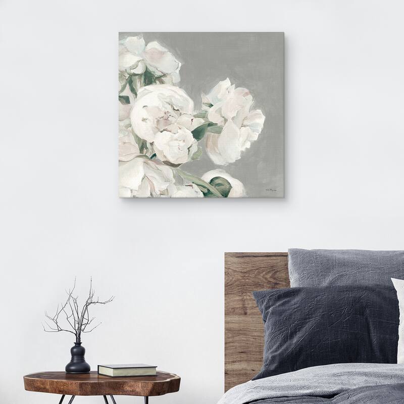 Peonies on Gray II by Marilyn Hageman Canvas Art Print