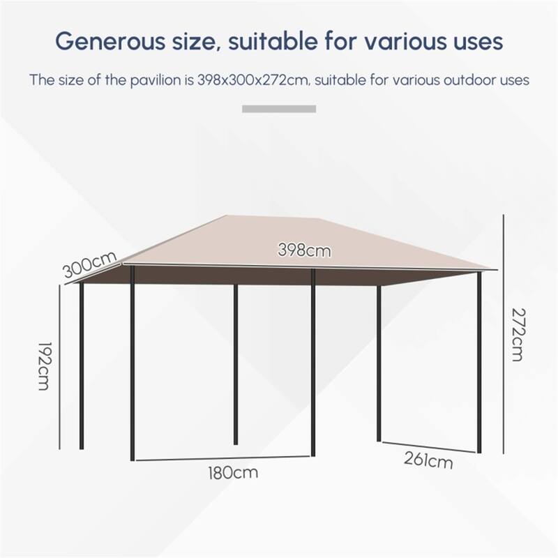Patio Gazebo with 6 Detachable Sidewalls PA-Coated UV-Resistant Canopy & Powder-Coated Steel Frame - 13.1' L x 9.8' W x 9' H
