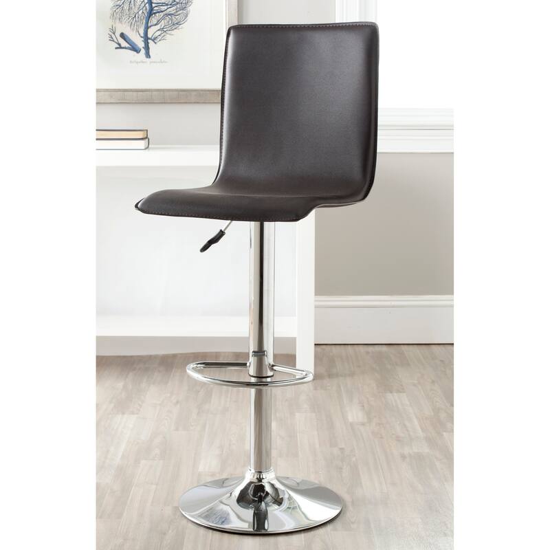 SAFAVIEH Kristi White Adjustable 23-30-inch Swivel Bar Stool - 16.1" x 19.3" x 37.8" - 17Wx19Dx44H - Brown